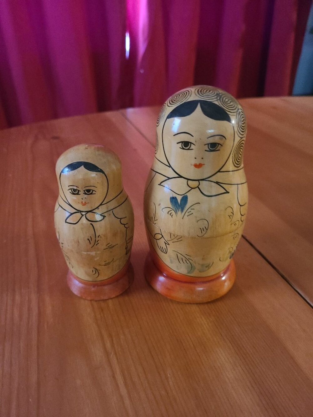 Vintage Wooden Matryoshka Babushka Russian 2 Piece Nesting Dolls USSR